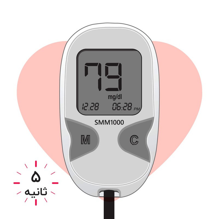 دستگاه تست قند خون دیابان مدل SMM1000 به همراه 4 بسته نوار 50 عددی و 2 بسته 100 عددی سوزن لنست گالا