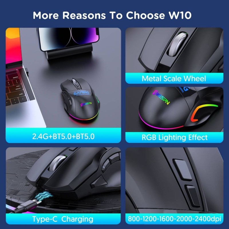 ماوس بی سیم مخصوص بازی ام کی ای اس پی ان مدل W10
