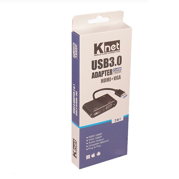 مبدل USB 3.0 به VGA / HDMI کی نت مدل K-COUA30HV