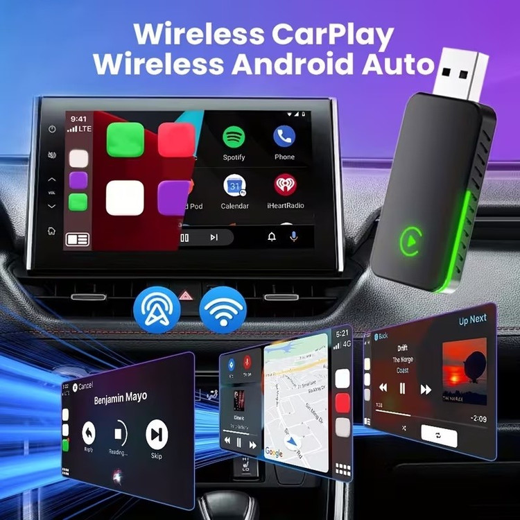 کارپلی و اندروید اتو مدل CP/AA M10 2in1 Carplay/Android Auto به همراه مبدل USB به USB-C