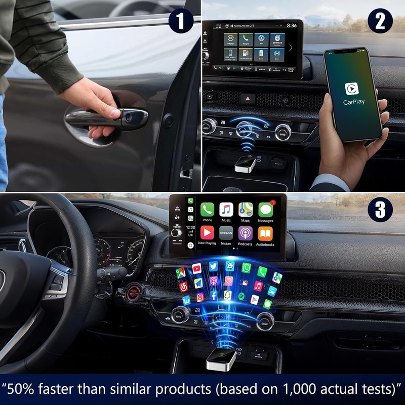 کارپلی و اندروید اتو مدل Wireless CarPlay/Android Auto Q1JS به همراه مبدل USB به USB-C