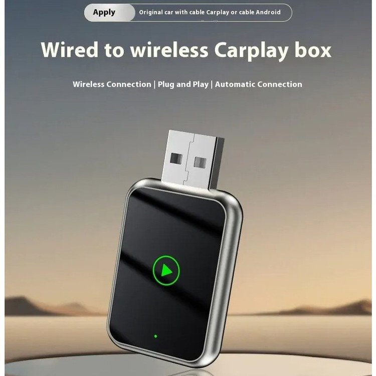 کارپلی و اندروید اتو مدل Wireless CarPlay/Android Auto Q1J به همراه مبدل USB به USB-C