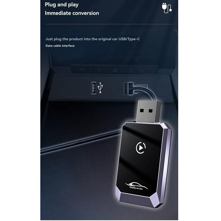 کارپلی و اندروید اتو مدل Wireless CarPlay/Android Auto Q1Y به همراه مبدل USB به USB-C