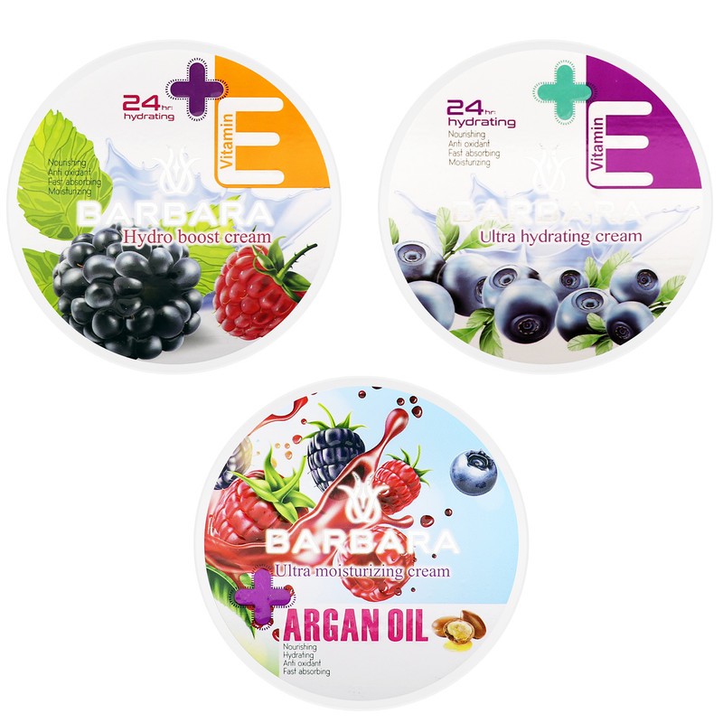 کرم مرطوب کننده و آبرسان باربارا مدل Three vitamins حجم 250 میلی لیتر مجموعه 3 عددی