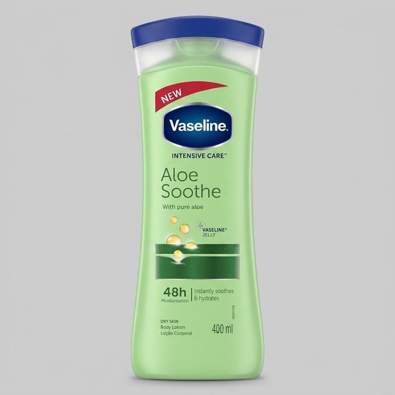 لوسیون بدن وازلین مدل Aloe Soothe حجم 400 میلیلیتر، آبرسان قوی، حاوی عصاره آلوئه ورا و ویتامین E، فاقد چربی، جذب سریع...