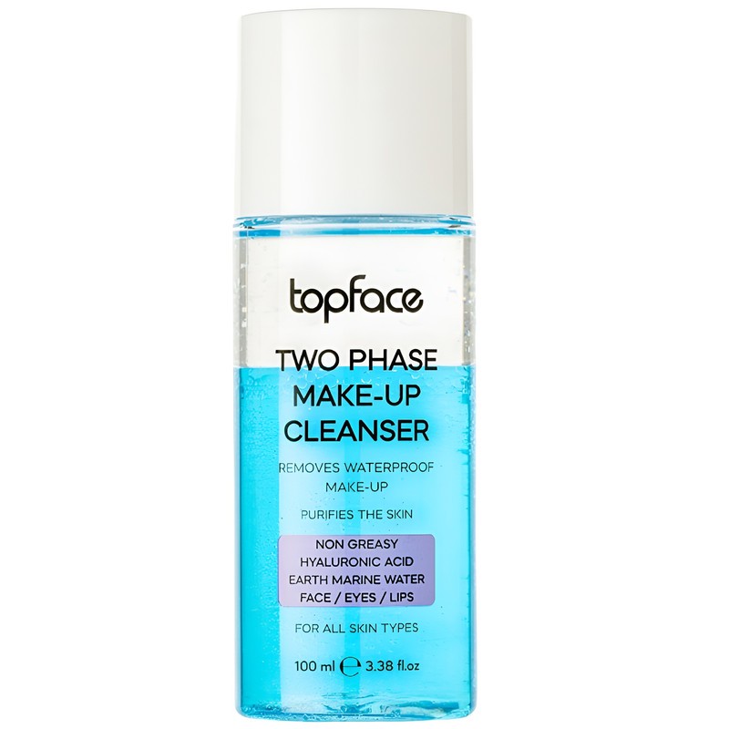 محلول دوفاز پاک کننده آرایش صورت تاپ فیس مدل HYALURONIC مناسب برای انواع پوست حجم 100 میلی لیتر
