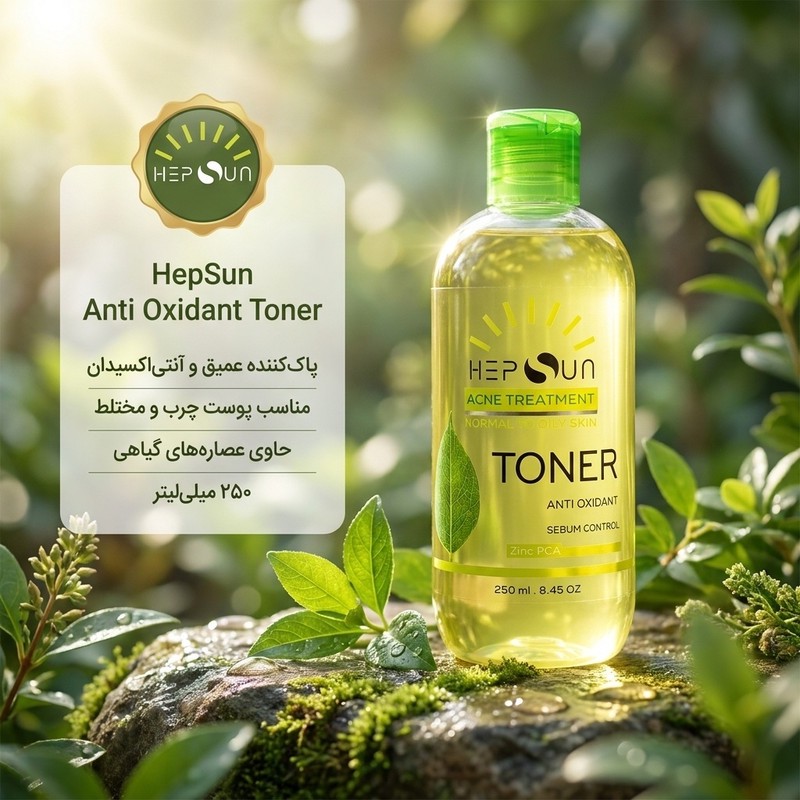 تونر پاککننده آرایش هپسان مدل Anti Oxidant مناسب برای پوست چرب و مختلط حجم 250 میلیلیتر