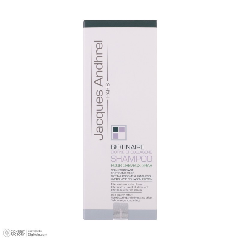 شامپو تقویت کننده مو ژاک آندرل پاریس مدل biotinaire حجم 200 میلیلیتر، ضد ریزش، نرمکننده، مغذی، مرطوبکننده، مناسب موها...