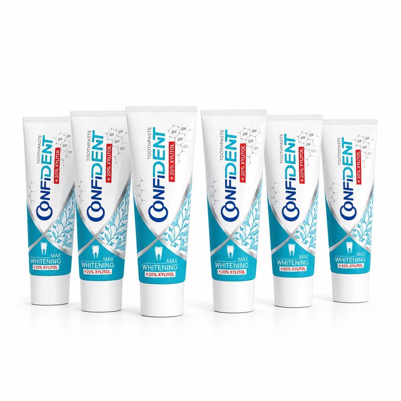 خمیر دندان سفید کننده کانفیدنت مدل Whitening-Max06 مناسب برای انواع دندان حجم 100 میلی لیتر مجموعه 6 عددی
