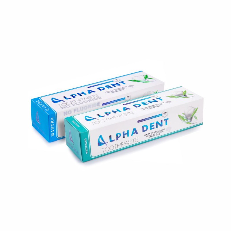 خمیر دندان آلفادنت مدل Mantra and whitening حجم 75 میلی لیتر بسته 2 عددی