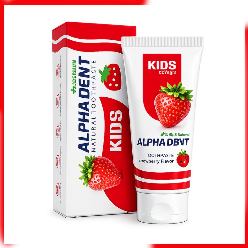 خمیردندان کودک آلفادنت مدل N-G-Strawberry حجم 50 میلی لیتر مجموعه 6 عددی