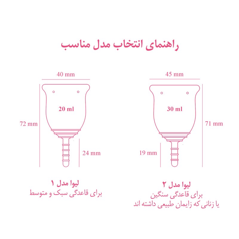 کاپ قاعدگی لیوا فارما مدل Plus سایز متوسط مجموعه 2 عددی