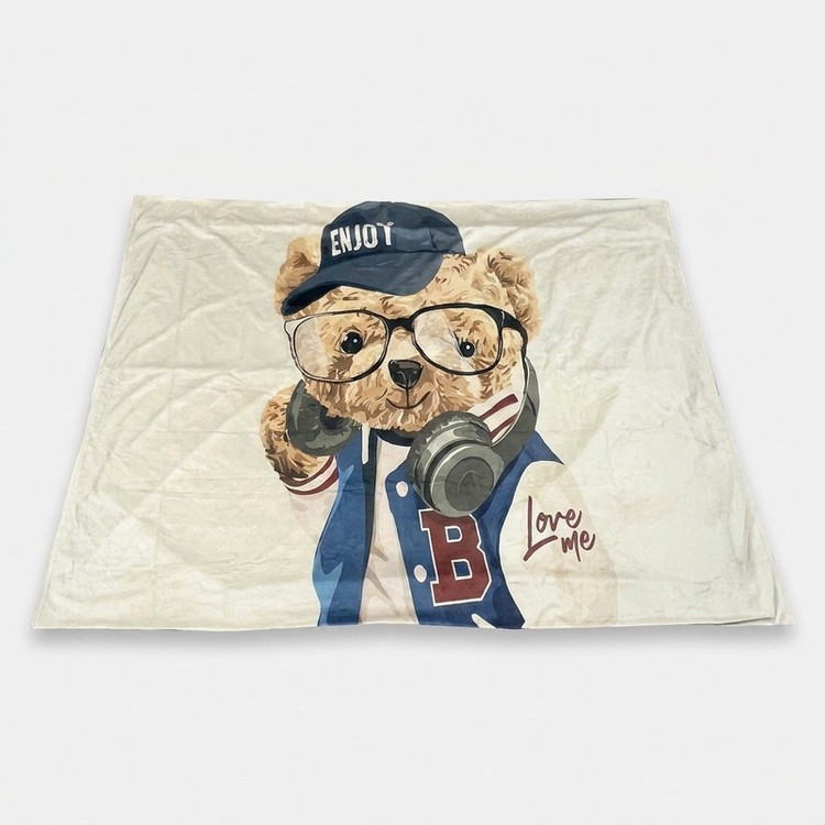 پتو مسافرتی 1 نفر مدل Happier Bear سایز 200x155 سانتیمتر