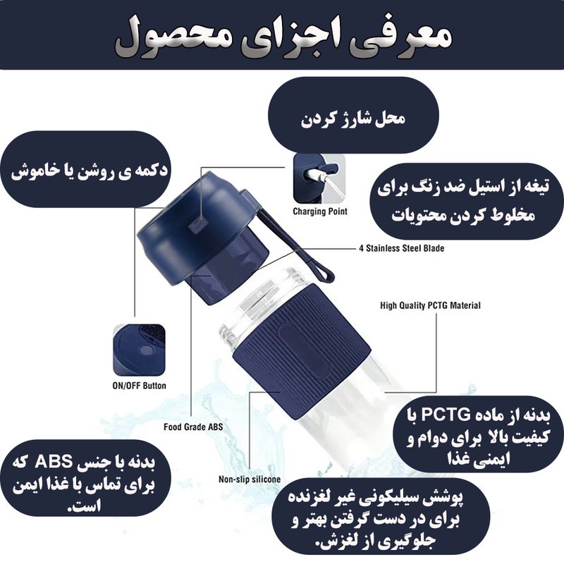شیکر شارژی مدل BL110 گنجایش 0.3 لیتر