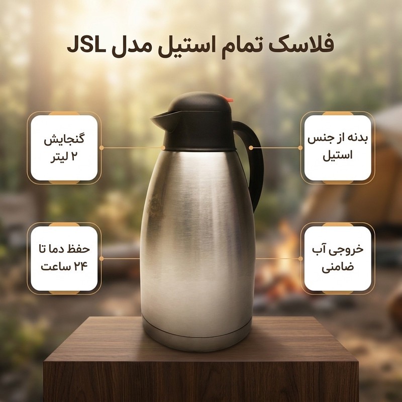 فلاسك جي اس ال مدل تمام استيل ظرفیت ٢ ليتر