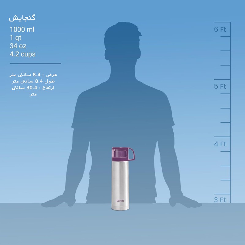 فلاسک میلتون مدل Glassy 1000 گنجایش 1 لیتر به همراه کاور