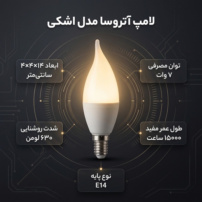 لامپ ال ای دی 7 وات آتروسا مدل اشکی پایه E14 مجموعه 8 عددی