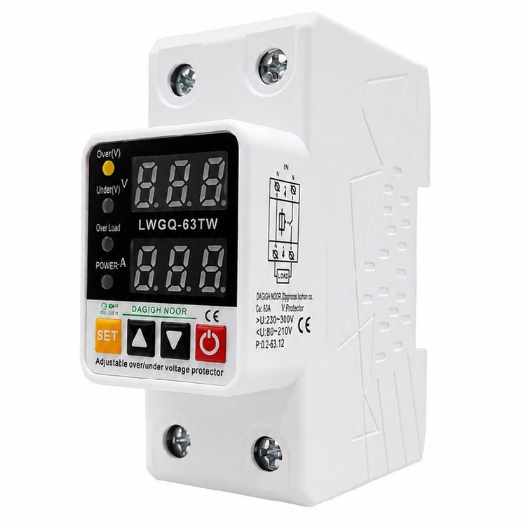 محافظ ولتاژ و جریان تک فاز دقیق نور مدل LWGQ-63TW