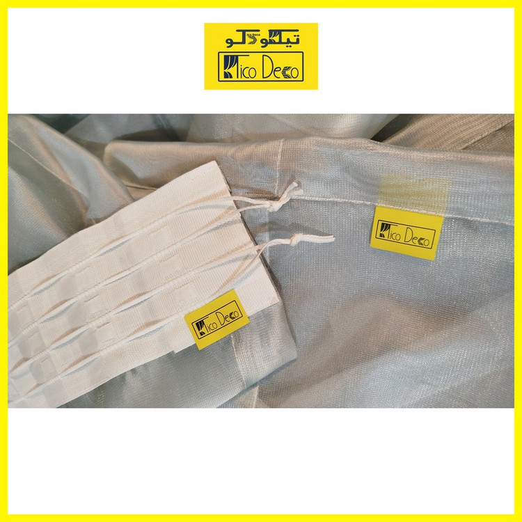 پرده تیکو دکو مدل دوخت ساده حریر ژورژت طلاکوب سایز 280x400 سانتیمتر