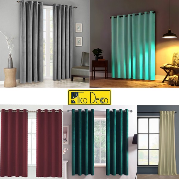 پرده تیکو دکو مدل مخمل مات هانزو شش چین سایز 225x280 سانتیمتر