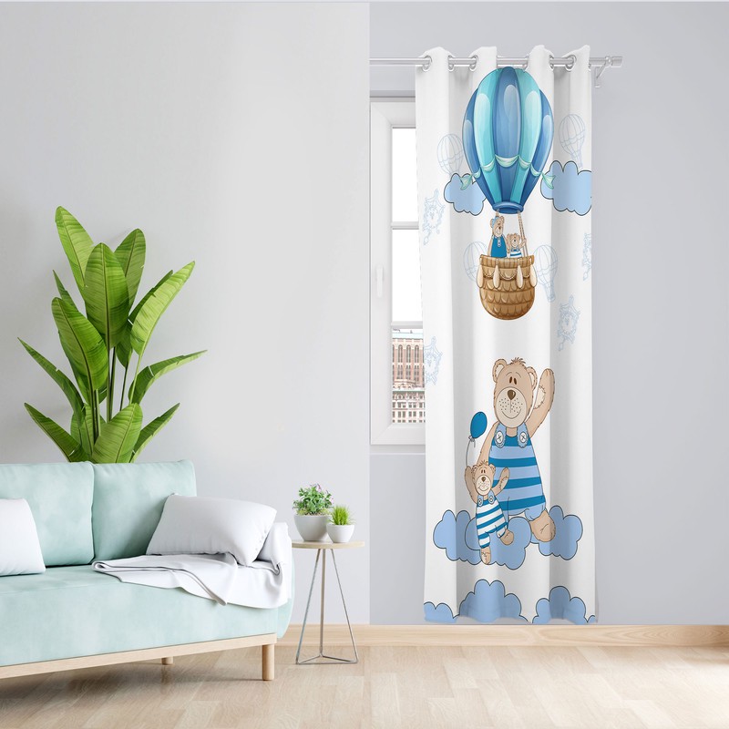 پرده مدل اتاق کودک مخمل پانچی طرح پسرانه کد 4284 سایز 140x280 سانتی متر