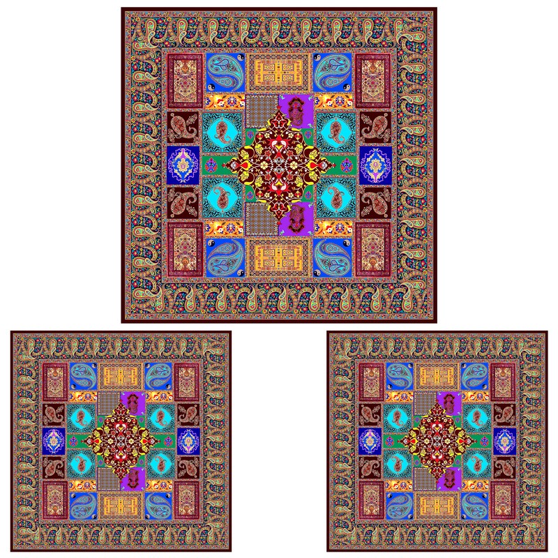 ست رومیزی سه تکه طرح ترمه کد9275.1
