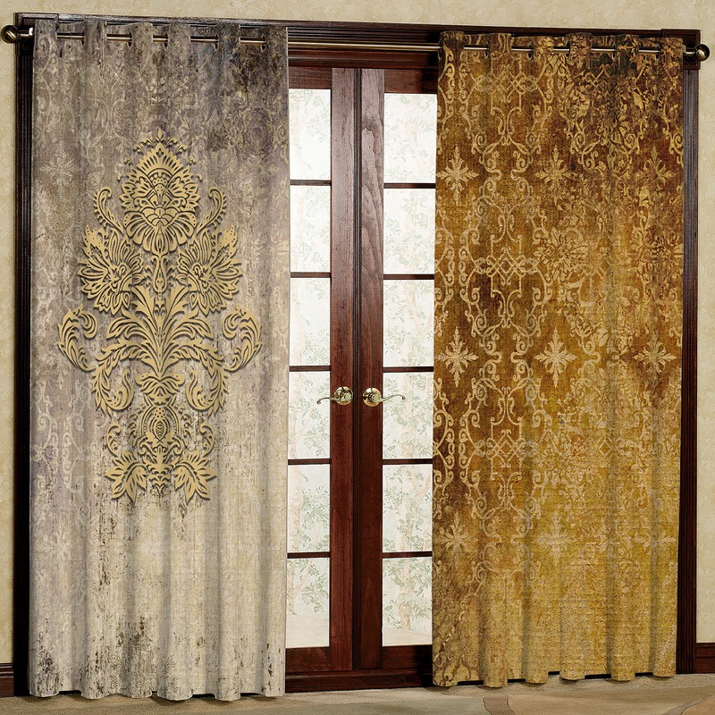 پرده بارمان دکور طرح پتینه مدل مخمل پانچی کد 1008LR W سایز 140x280 سانتی متر