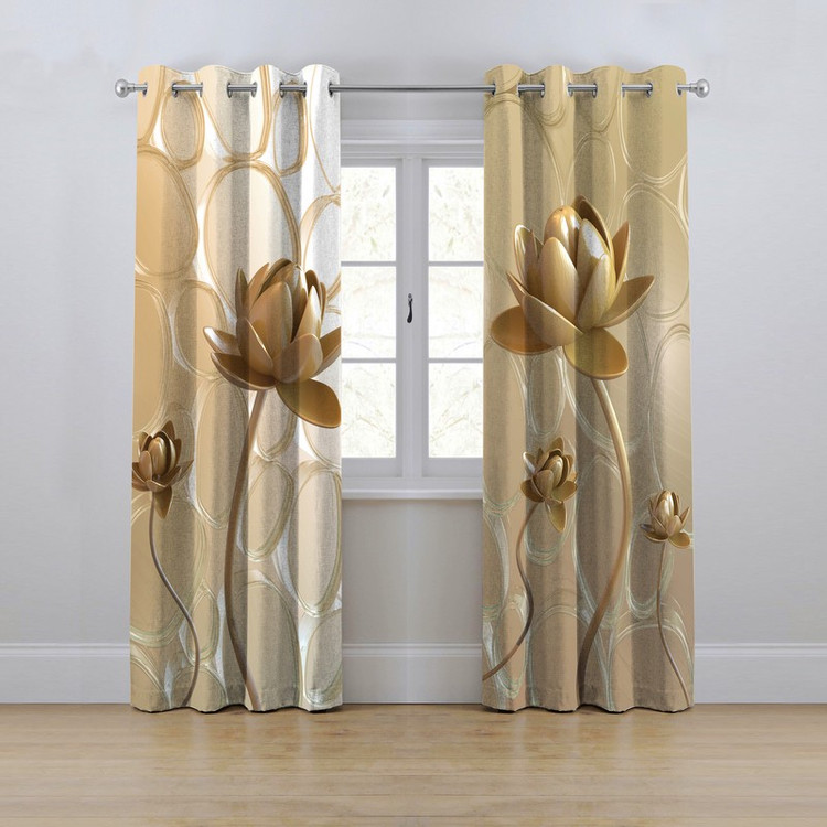 پرده مدل پانچی طرح گل سه بعدی سایز 280x145 سانتی متر