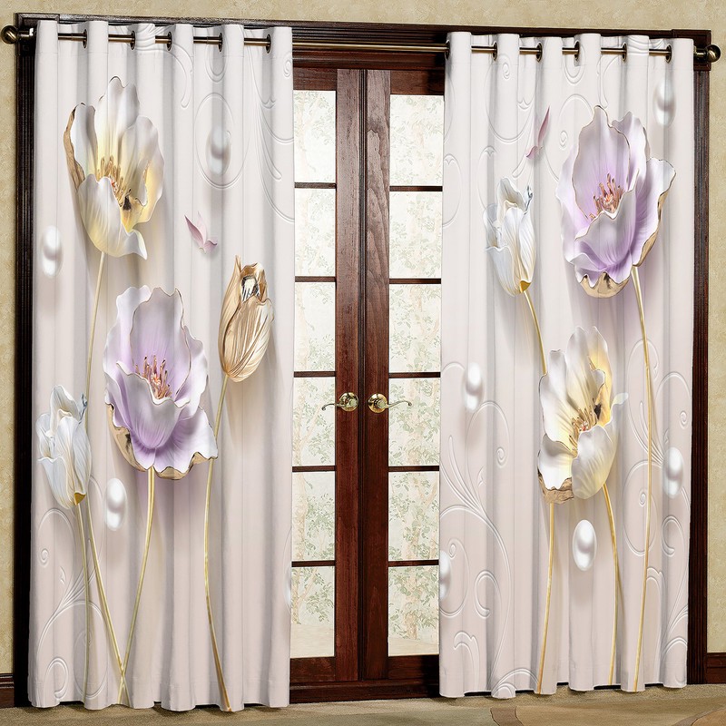 پرده مدل مخمل پانچی طرح گل سه بعدی کد 4757T2 سایز 200x140 سانتی متر
