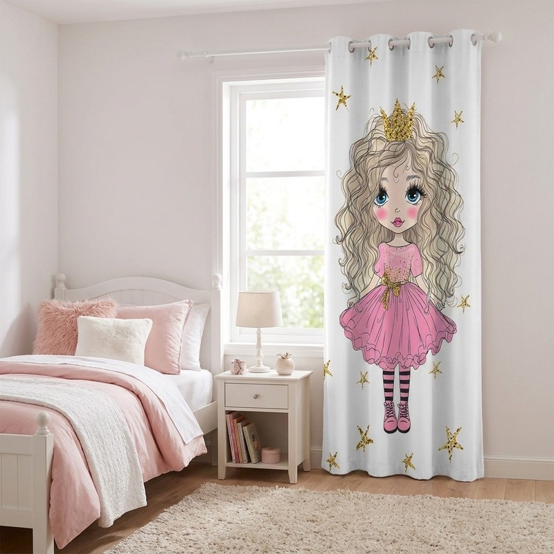 پرده مدل دخترانه مخمل پانچی کد 1003 سایز 140x280 سانتی متر