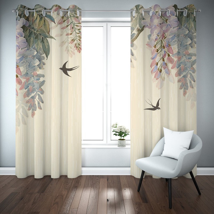 پرده مدل پرنده P2-146 سایز 140x280 سانتی متر