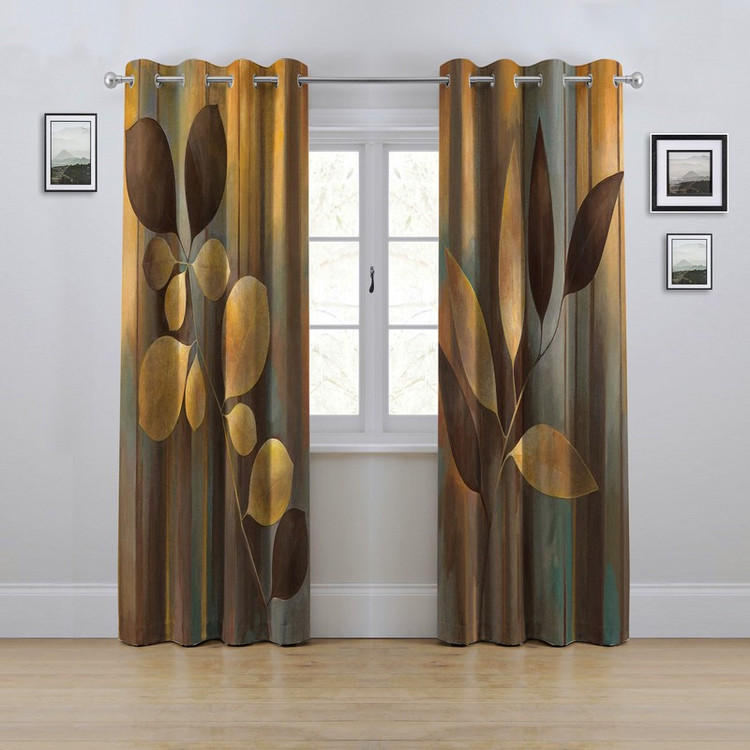 پرده مدل پانچی طرح برگ سایز 280x145 سانتی متر