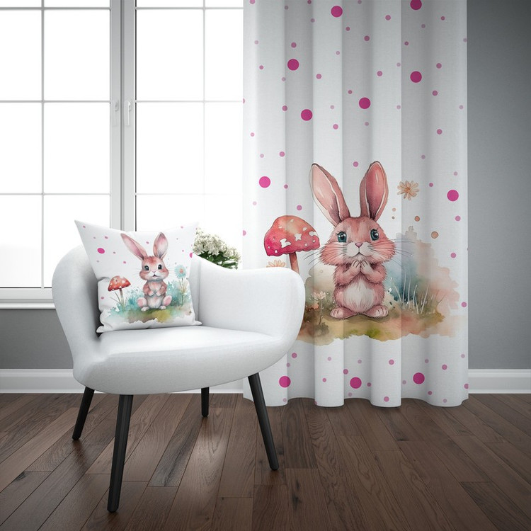 پرده مدل اتاق کودک طرح دخترانه خرگوش سایز 140x280 سانتی متر