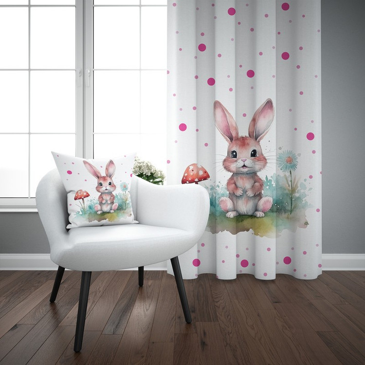 پرده مدل اتاق کودک طرح دخترانه خرگوش سایز 140x280 سانتی متر