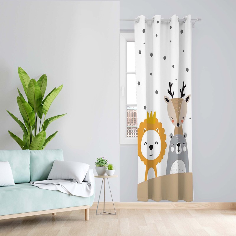 پرده طرح کودک مدل مخمل پانچی کد 5506L z سایز 140x200 سانتی متر