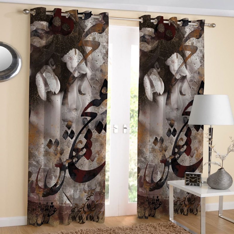 پرده مدل هازان چاپی طرح نستعلیق کد 4499 سایز 280x140 سانتی متر