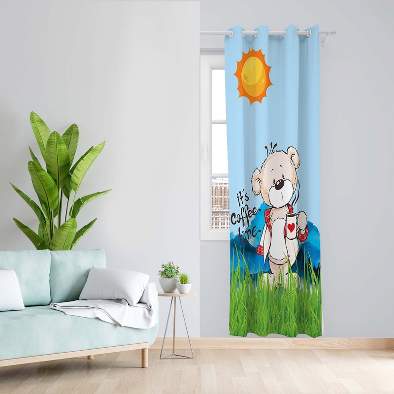 پرده طرح اتاق کودک مدل مخمل پانچی کد 1587 z سایز 140x200 سانتی متر