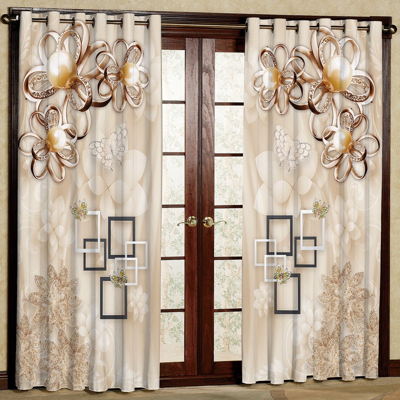 پرده مدل طرح دار مخمل پانچی کد 1374 سایز 140x280 سانتی متر