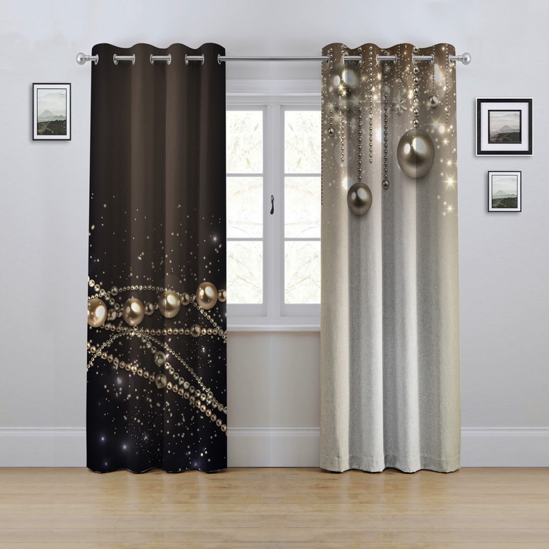 پرده مدل پانچی طرح گوی و ستاره سایز 280x145 سانتی متر