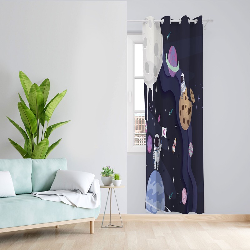 پرده مدل فضایی مخمل پانچی کد 2294 سایز 140x280 سانتی متر