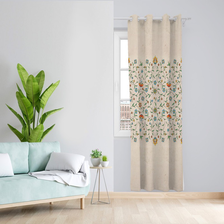 پرده طرح سنتی مدل مخمل پانچی کد L163 Z سایز 140x200 سانتی متر