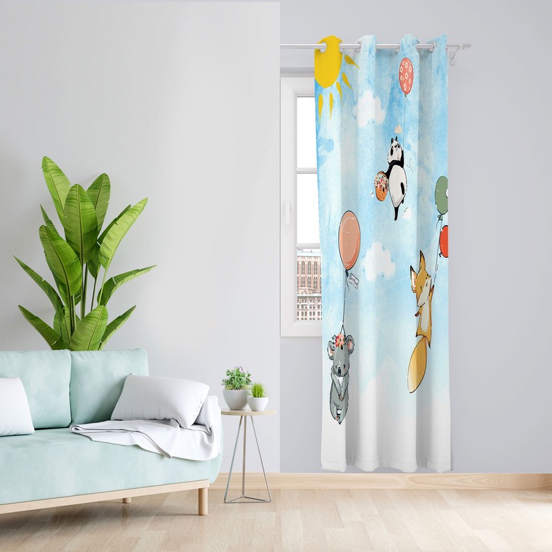 پرده مدل اتاق کودک مخمل پانچی طرح حیوانات کد 2508 سایز 140x280 سانتی متر