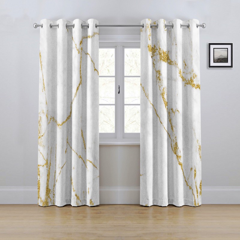 پرده مدل پانچی طرح ماربل سایز 280x145 سانتی متر