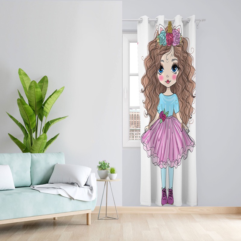پرده مدل دخترانه مخمل پانچی کد 2645 سایز 140x200 سانتی متر