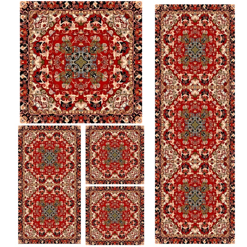 ست رومیزی پنج تکه طرح قالی کد 951