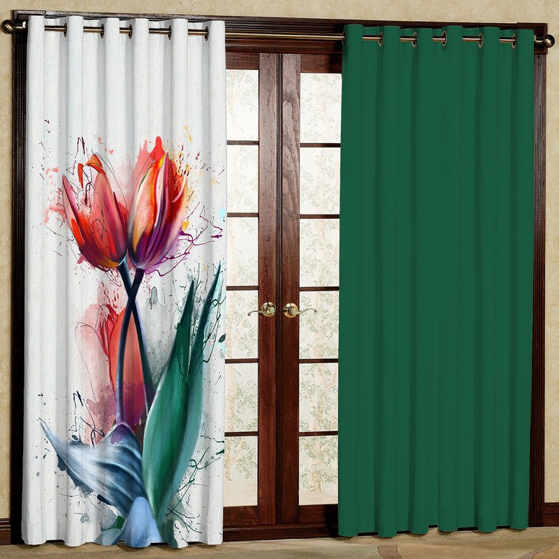 پرده مدل مخمل پانچی طرح گل کد 4240aT2 سایز 200x140 سانتی متر