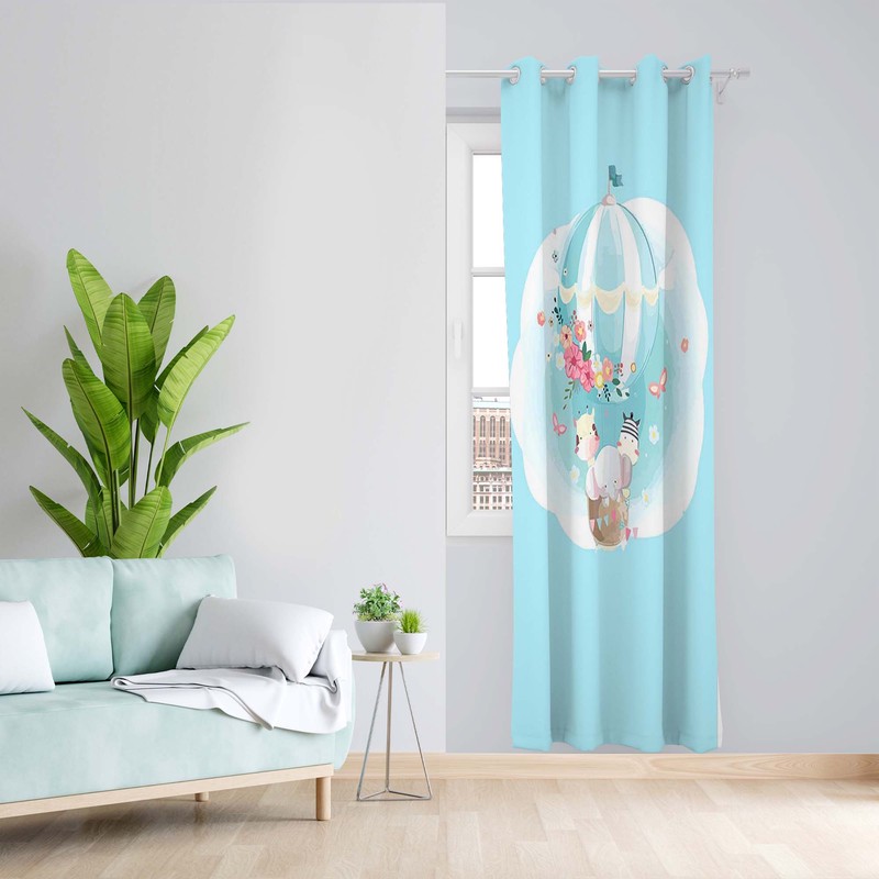 پرده طرح کودک بالن مدل مخمل پانچی کد 5306 z سایز 140x200 سانتی متر