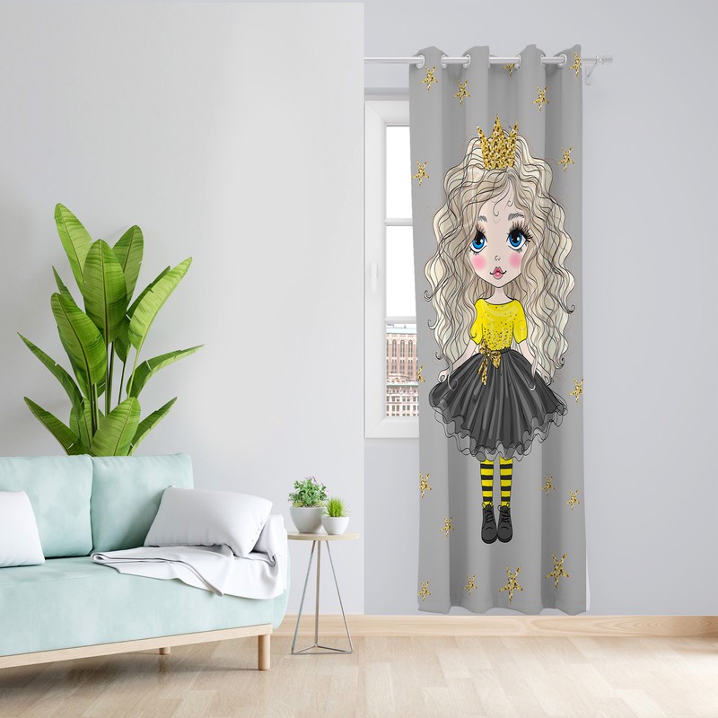 پرده طرح پرنسس مدل مخمل پانچی کد 4753 z سایز 140x200 سانتی متر
