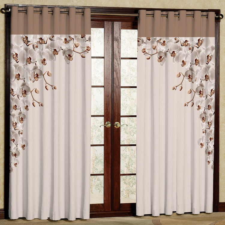 پرده طرح گل ارکیده مدل مخمل پانچی کد 2_4245 W سایز 140x280 سانتی متر