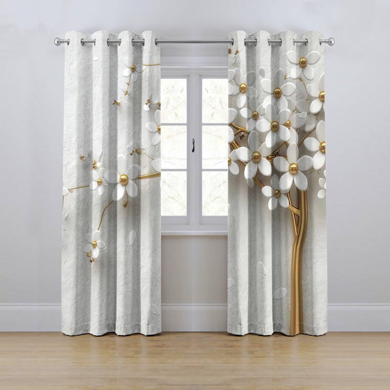 پرده مدل پانچی طرح درخت سه بعدی سایز 280x145 سانتی متر